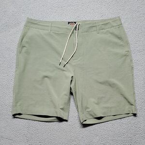 Faherty Light Sage Green Flat-Front Drawstring Shorts